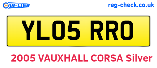 YL05RRO are the vehicle registration plates.