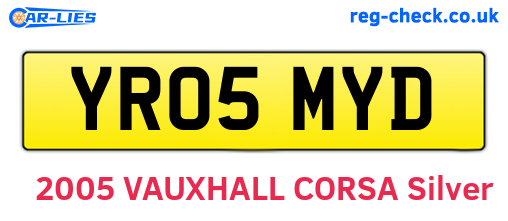 YR05MYD are the vehicle registration plates.
