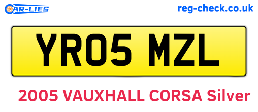 YR05MZL are the vehicle registration plates.