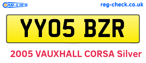 YY05BZR are the vehicle registration plates.