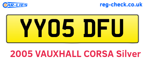 YY05DFU are the vehicle registration plates.
