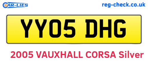 YY05DHG are the vehicle registration plates.