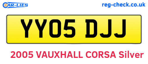 YY05DJJ are the vehicle registration plates.