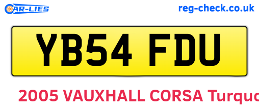 YB54FDU are the vehicle registration plates.