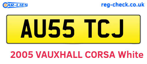 AU55TCJ are the vehicle registration plates.