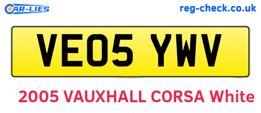 VE05YWV are the vehicle registration plates.