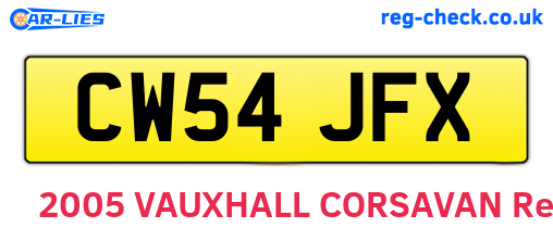 CW54JFX are the vehicle registration plates.