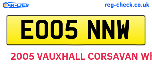 EO05NNW are the vehicle registration plates.