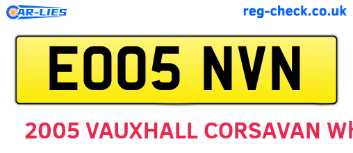 EO05NVN are the vehicle registration plates.