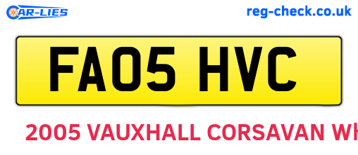 FA05HVC are the vehicle registration plates.