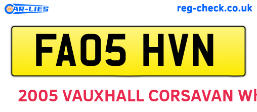 FA05HVN are the vehicle registration plates.