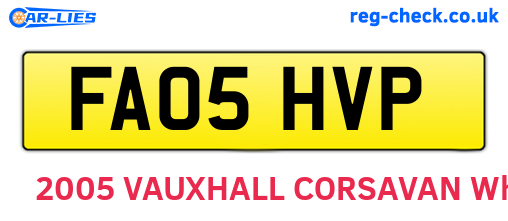 FA05HVP are the vehicle registration plates.