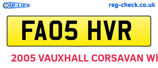 FA05HVR are the vehicle registration plates.