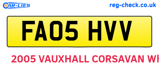 FA05HVV are the vehicle registration plates.