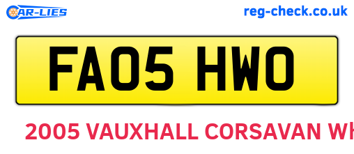 FA05HWO are the vehicle registration plates.