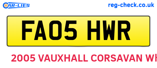 FA05HWR are the vehicle registration plates.
