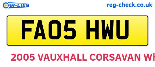 FA05HWU are the vehicle registration plates.