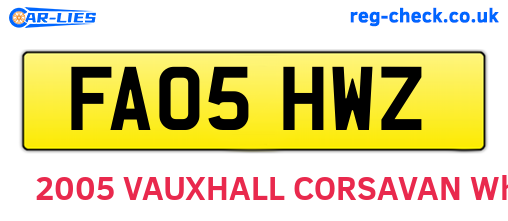 FA05HWZ are the vehicle registration plates.