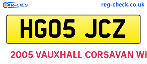 HG05JCZ are the vehicle registration plates.