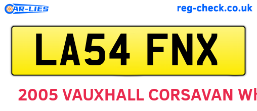 LA54FNX are the vehicle registration plates.