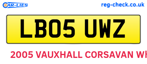 LB05UWZ are the vehicle registration plates.