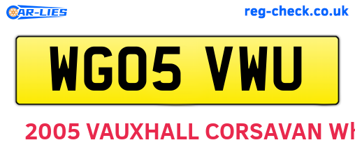 WG05VWU are the vehicle registration plates.