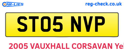 ST05NVP are the vehicle registration plates.