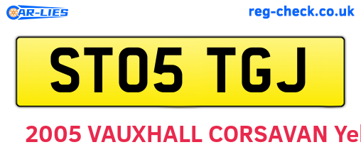 ST05TGJ are the vehicle registration plates.