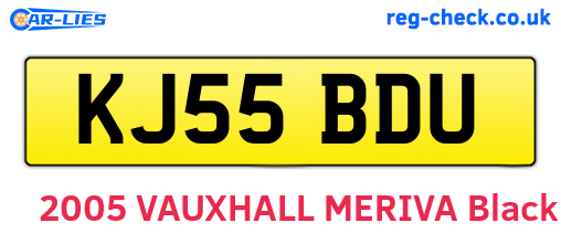 KJ55BDU are the vehicle registration plates.