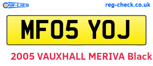 MF05YOJ are the vehicle registration plates.