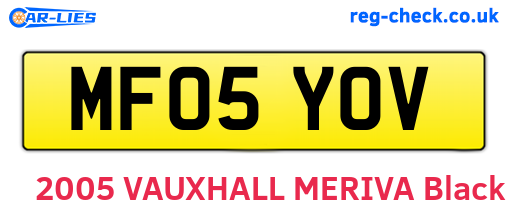MF05YOV are the vehicle registration plates.