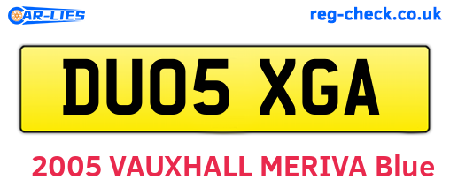DU05XGA are the vehicle registration plates.