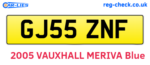 GJ55ZNF are the vehicle registration plates.