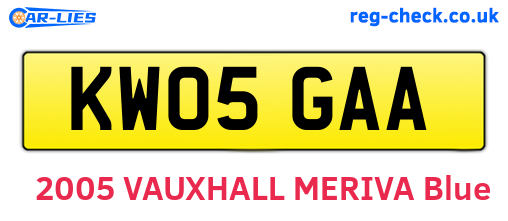 KW05GAA are the vehicle registration plates.