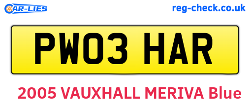 PW03HAR are the vehicle registration plates.