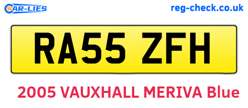 RA55ZFH are the vehicle registration plates.