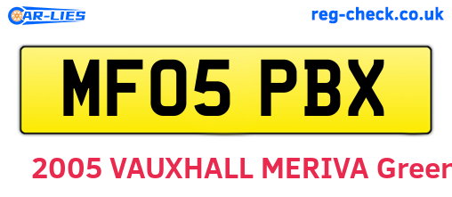 MF05PBX are the vehicle registration plates.