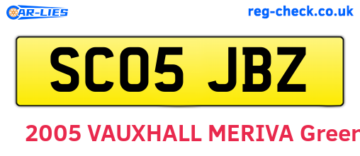 SC05JBZ are the vehicle registration plates.