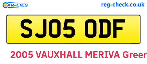 SJ05ODF are the vehicle registration plates.