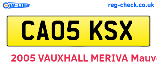 CA05KSX are the vehicle registration plates.