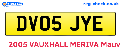 DV05JYE are the vehicle registration plates.