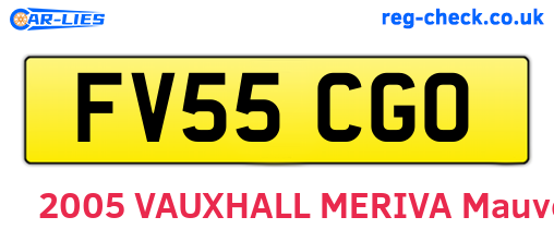 FV55CGO are the vehicle registration plates.