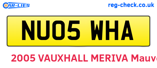 NU05WHA are the vehicle registration plates.