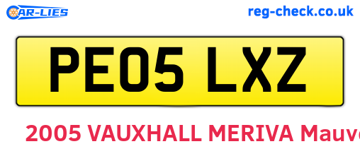 PE05LXZ are the vehicle registration plates.