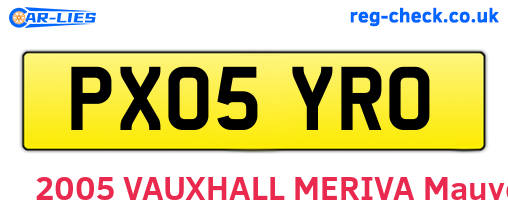 PX05YRO are the vehicle registration plates.