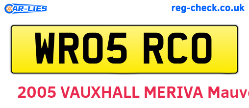 WR05RCO are the vehicle registration plates.