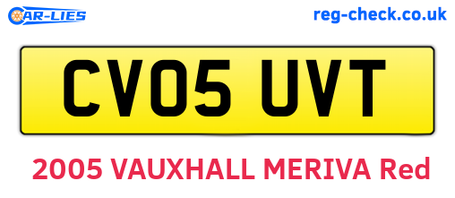CV05UVT are the vehicle registration plates.