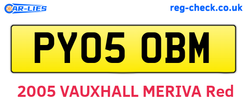 PY05OBM are the vehicle registration plates.