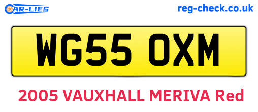 WG55OXM are the vehicle registration plates.