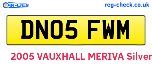 DN05FWM are the vehicle registration plates.